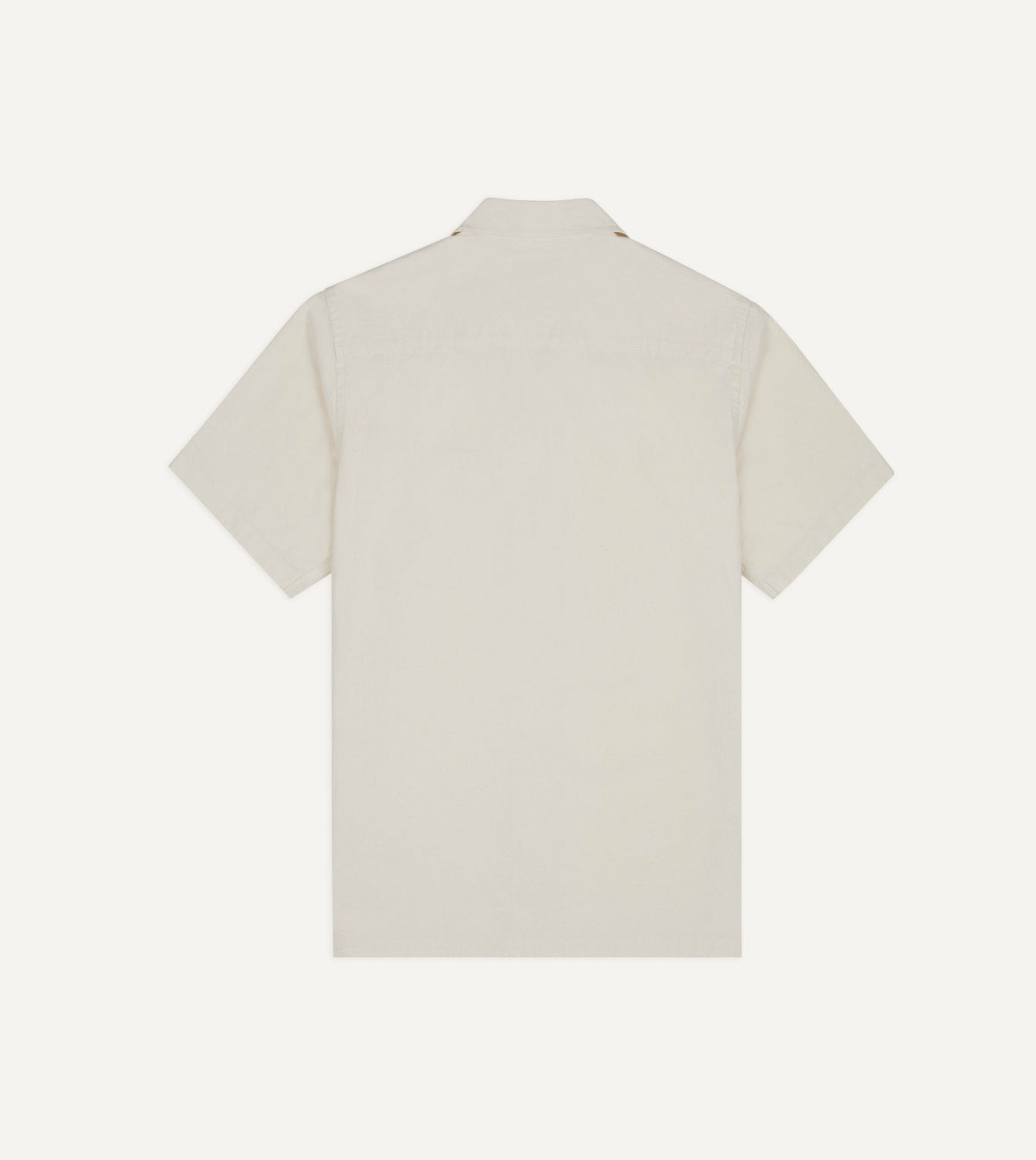 Drake's Ecru Cotton-Hemp Camp Collar Short Sleeve Shirt