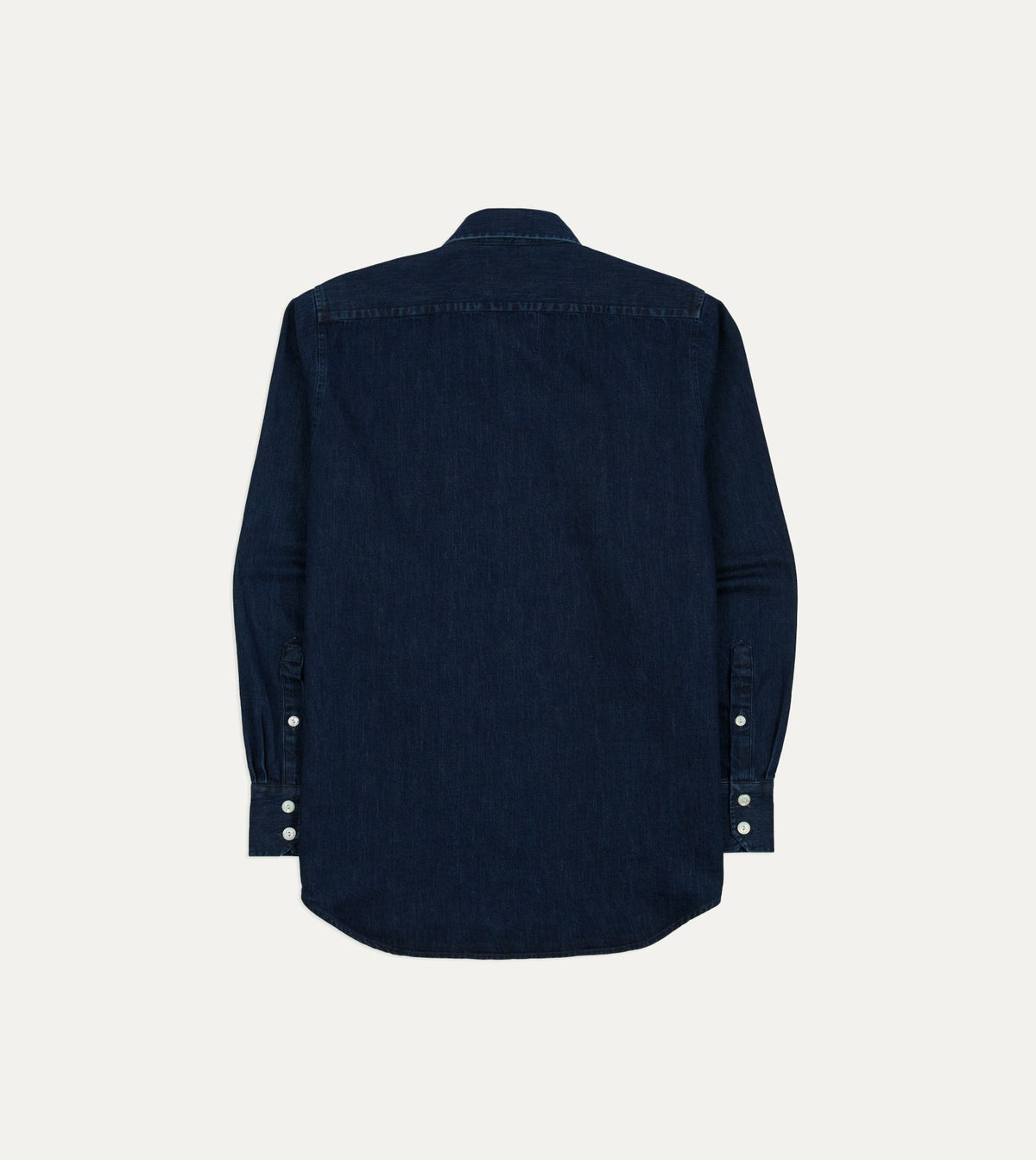 Drake's Indigo Denim Two-Pocket Long Point Collar Shirt