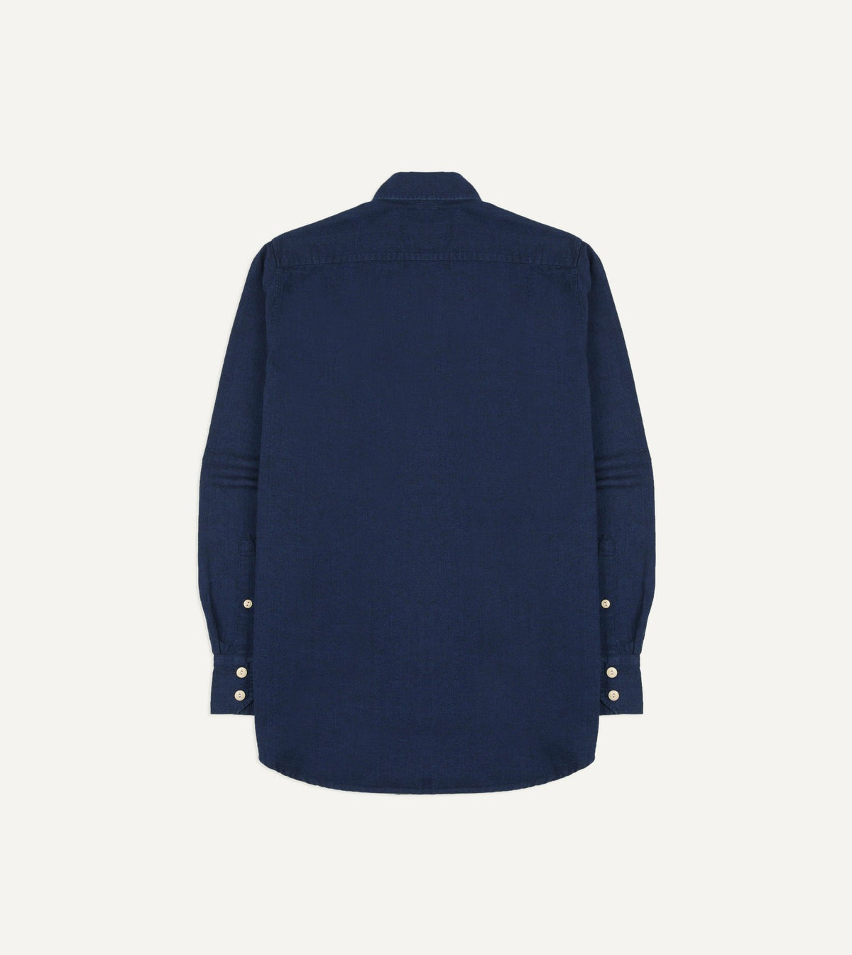 Drake's Indigo Cotton Long Point Collar Work Shirt