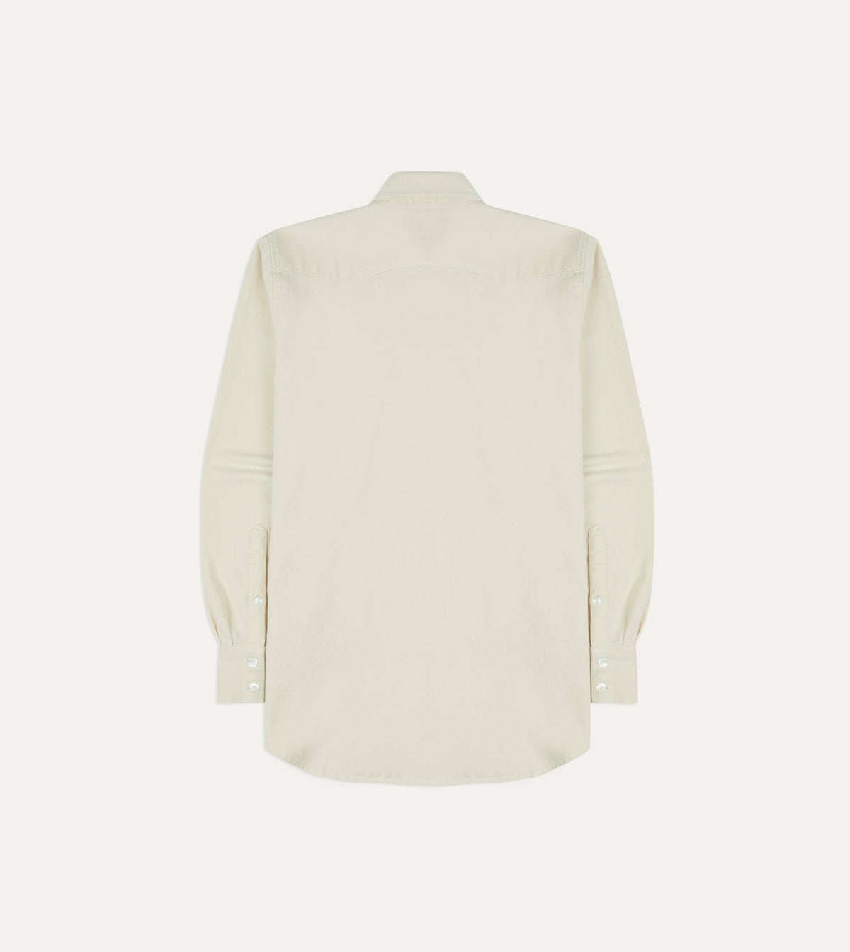 Drake's Ecru Denim Two-Pocket Western Shirt