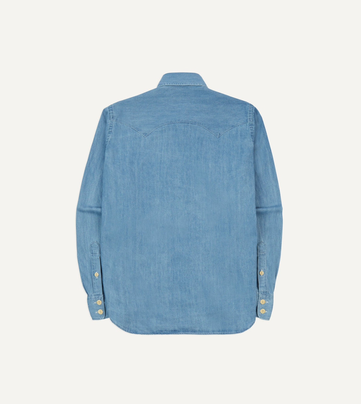 Drake's Bleach Wash Denim Two-Pocket Western Shirt