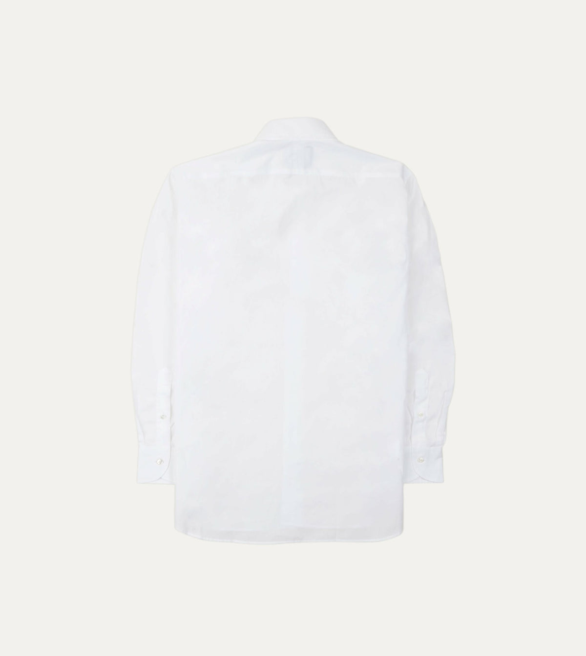 Drake's White Cotton Poplin Long Point Collar Shirt