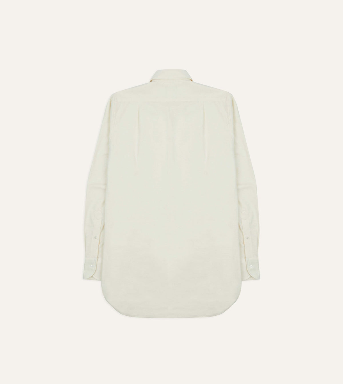 Drake's Cream Cotton Oxford Cloth Long Point Collar Shirt