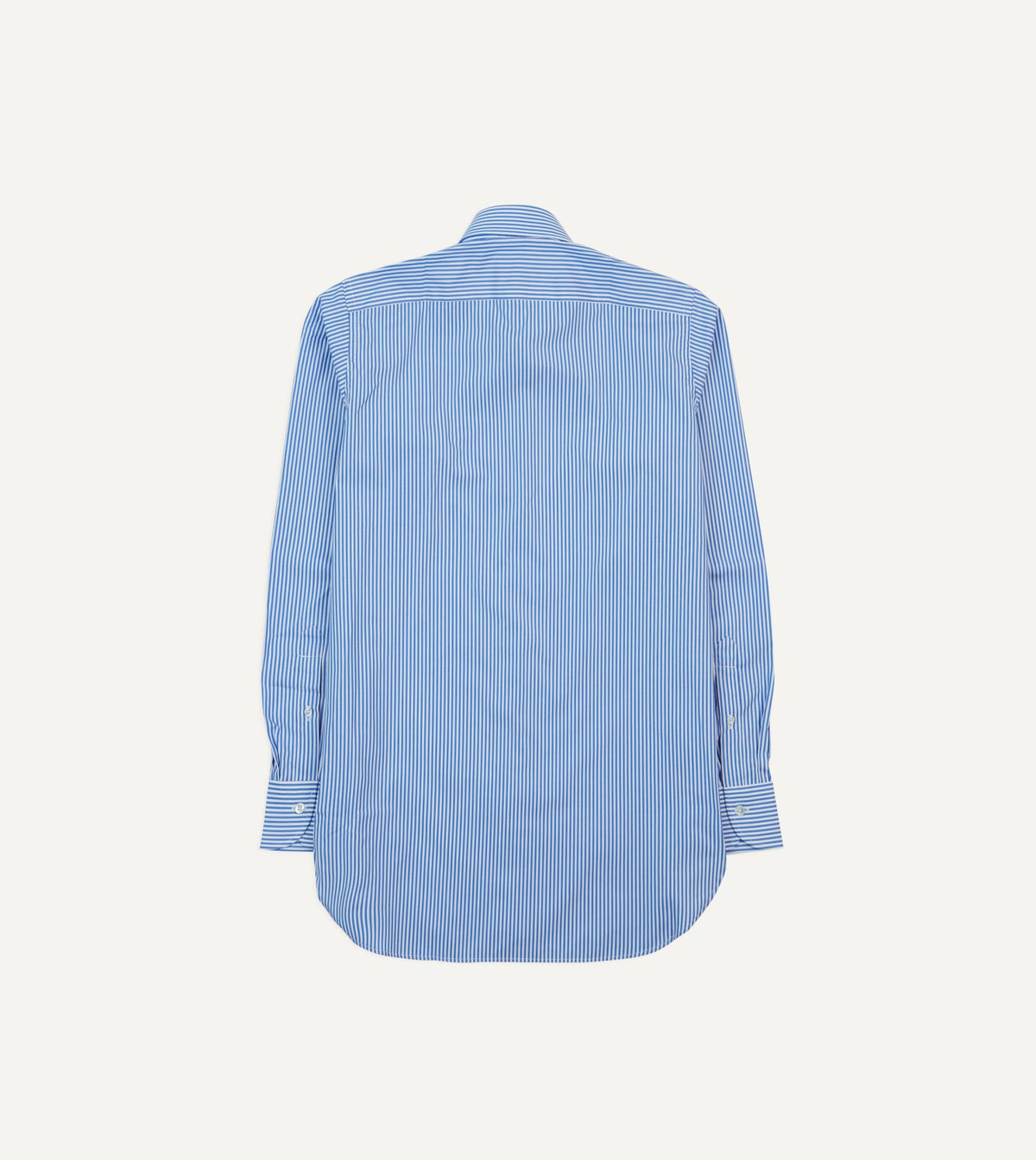 Drake's Dark Blue and White Bengal Stripe Spread Collar Cotton Poplin Shirt