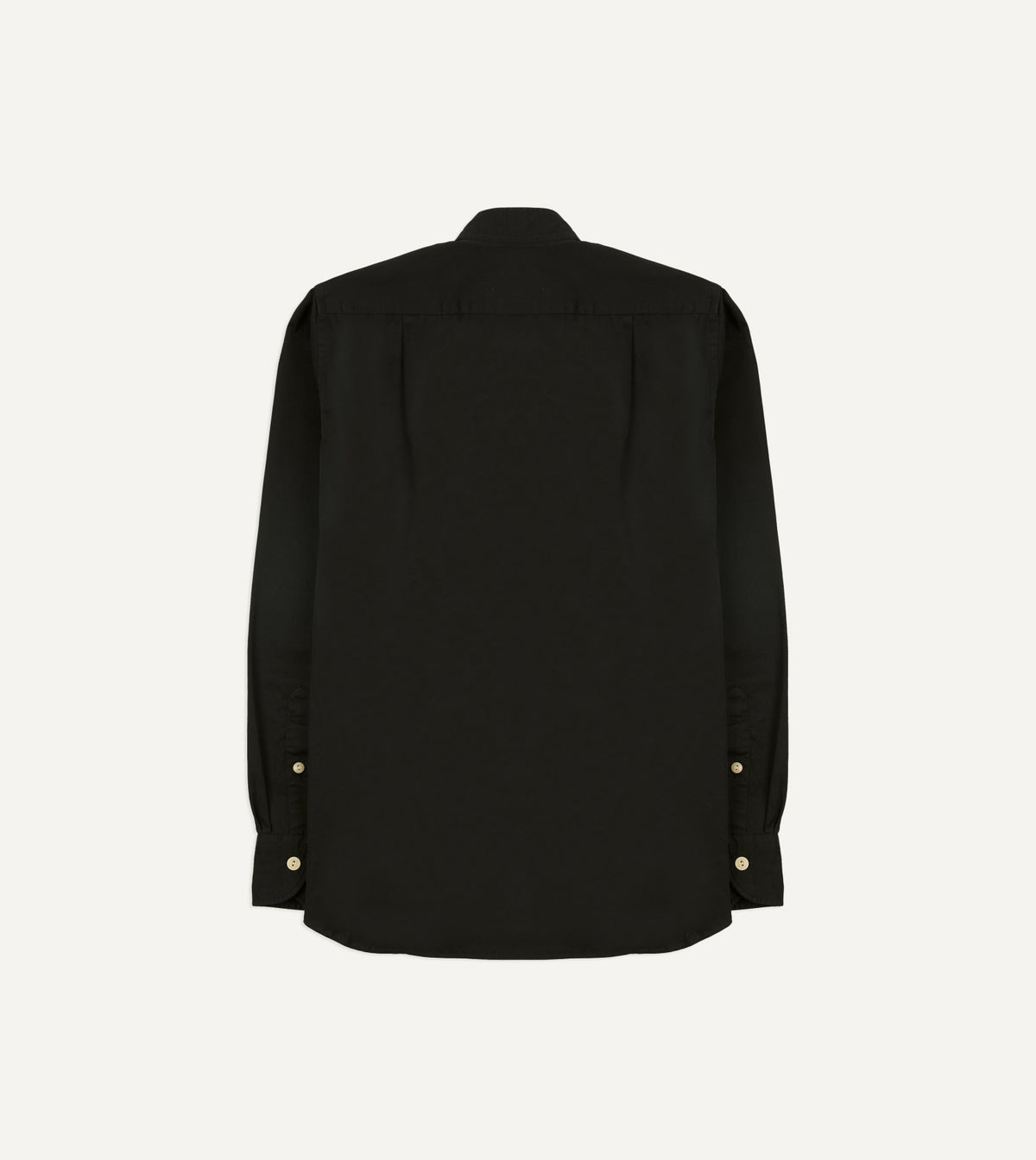 Drake's Black Cotton Mandarin Collar Shirt