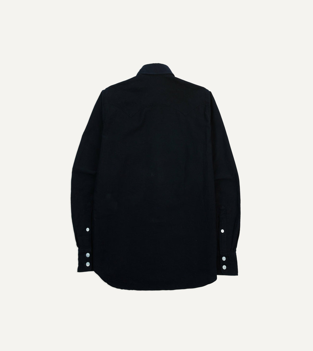 Drake's Navy Moleskin Two-Pocket Western Shirt