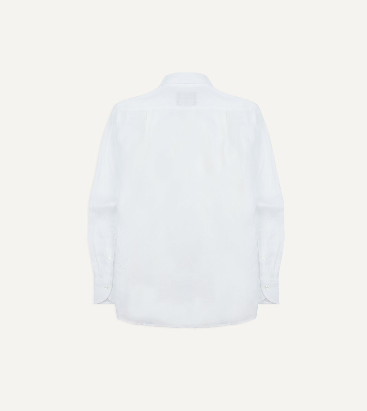 Drake's White Linen Spread Collar Shirt
