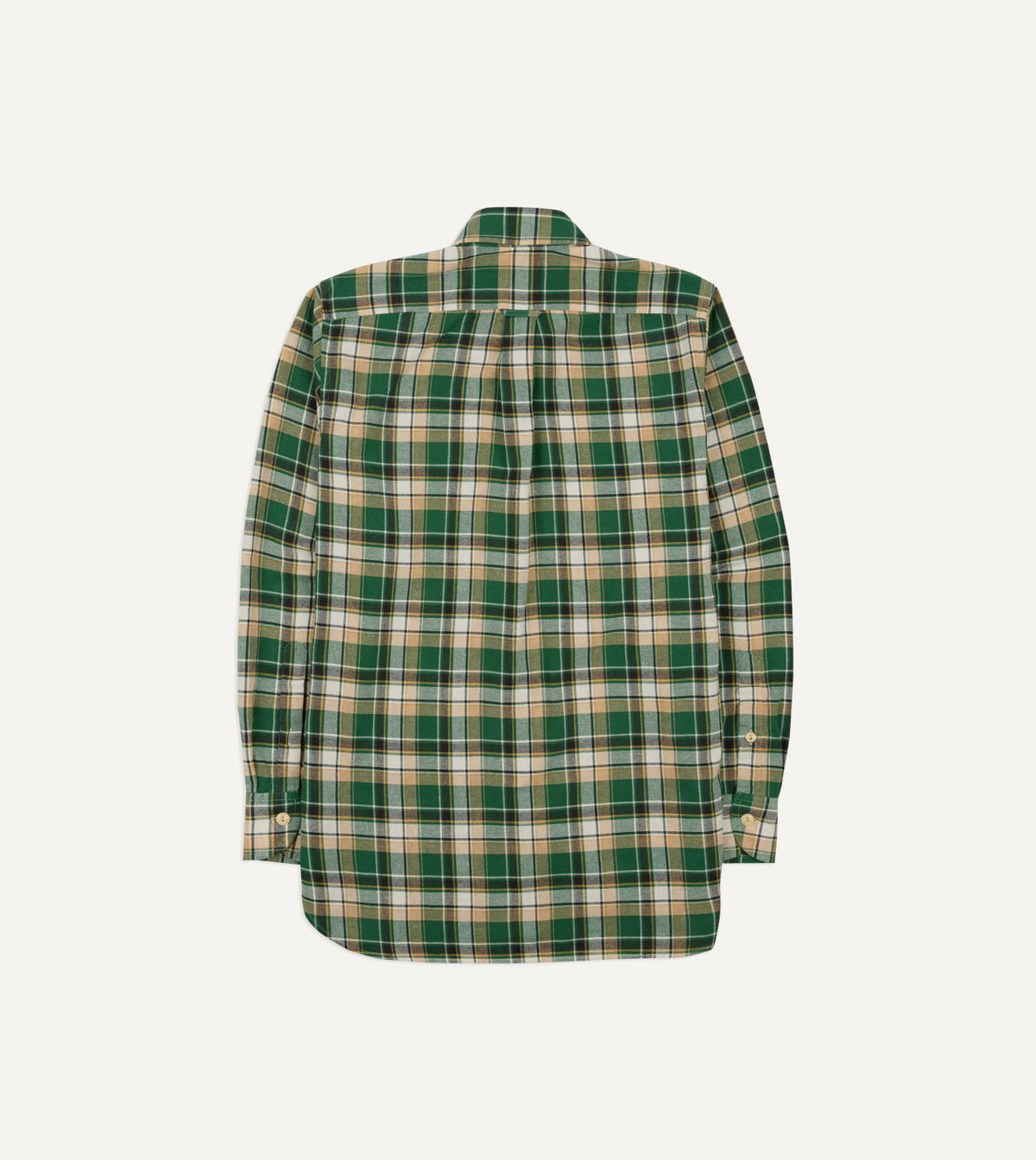 Drake's Green Check Cotton Two-Pocket Work Shirt
