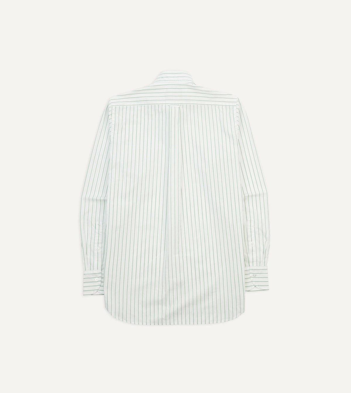 Drake's Green Pencil Stripe Cotton Long Point Collar Shirt