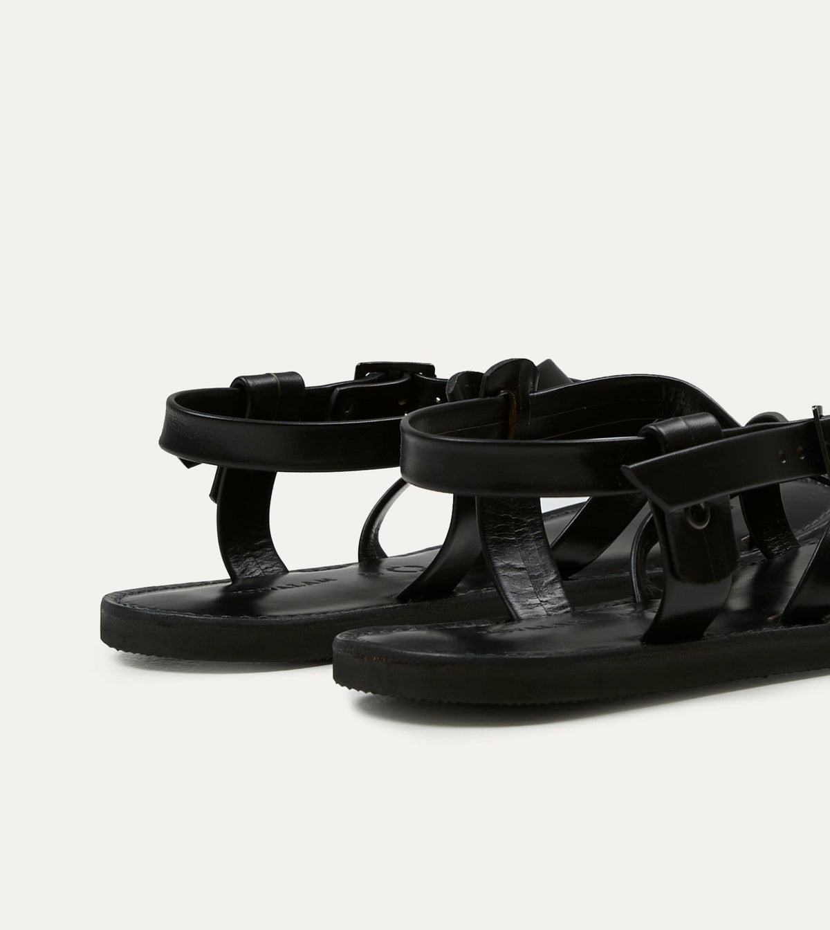 Drake's Kovalam Black Leather One Strap Sandal