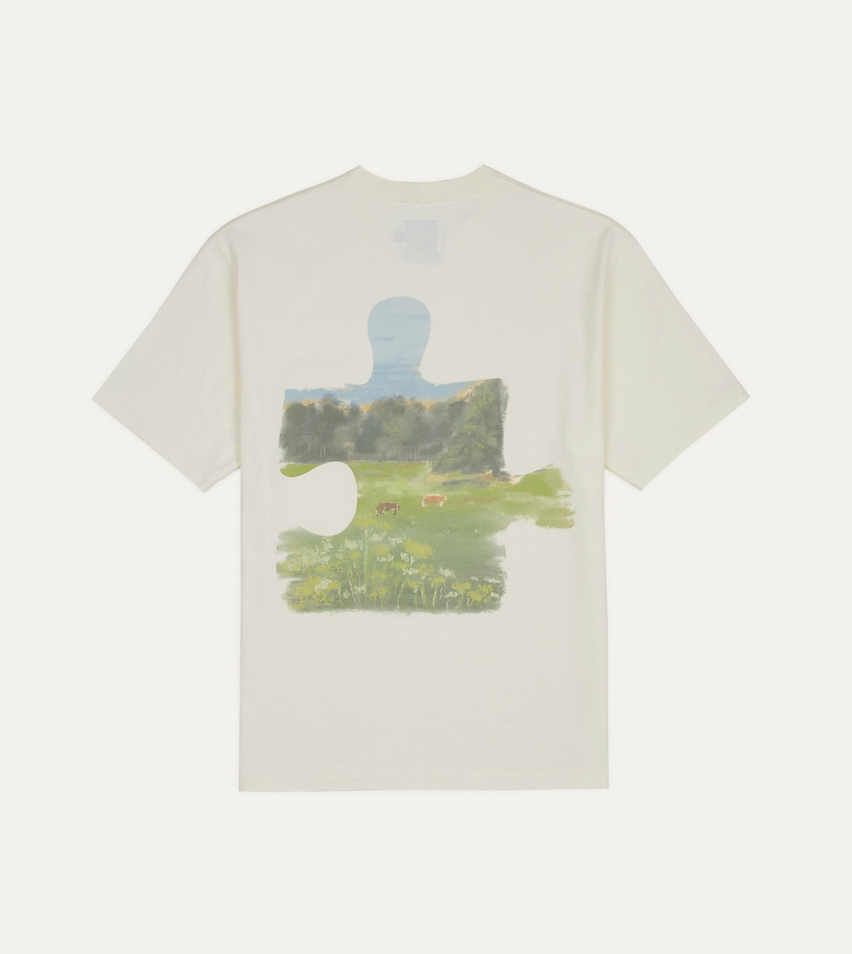 Drake's Antique White 'Puzzle' Print Short-Sleeve Hiking T-Shirt