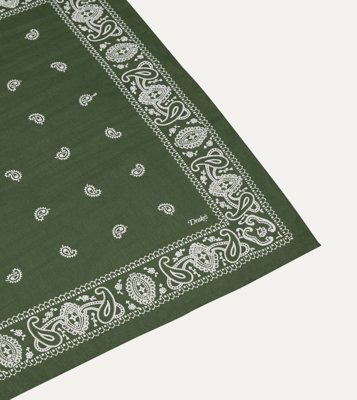 Drake's Olive Paisley Cotton-Silk Bandana