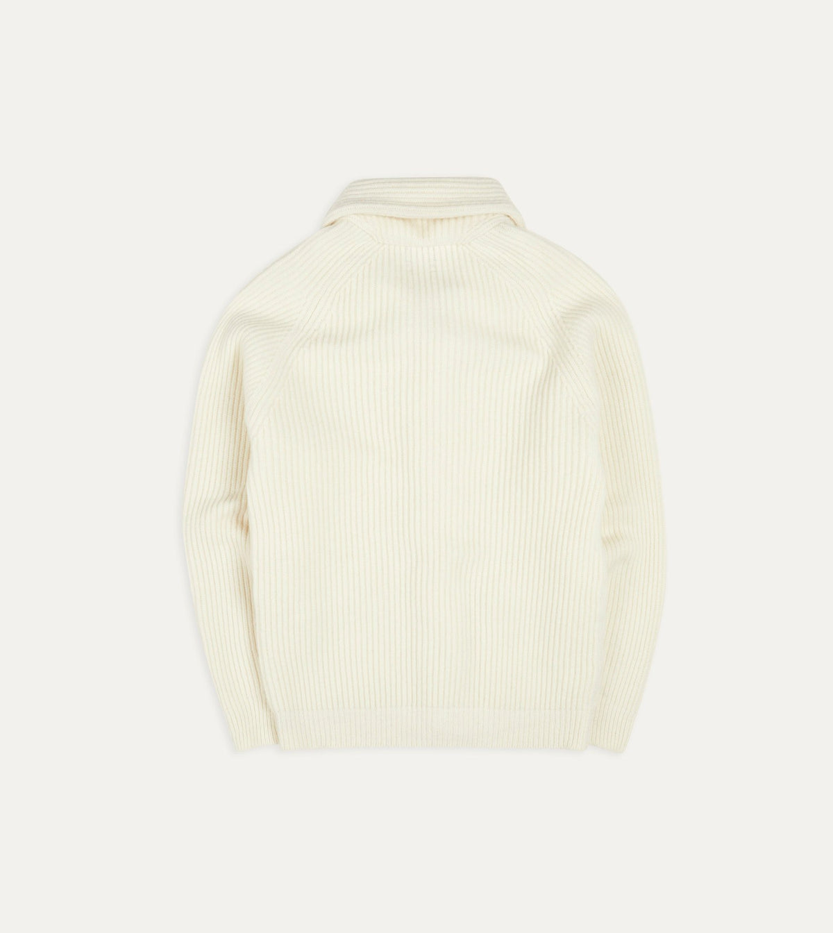 Drake's Ecru Lambswool Shawl Collar Cardigan