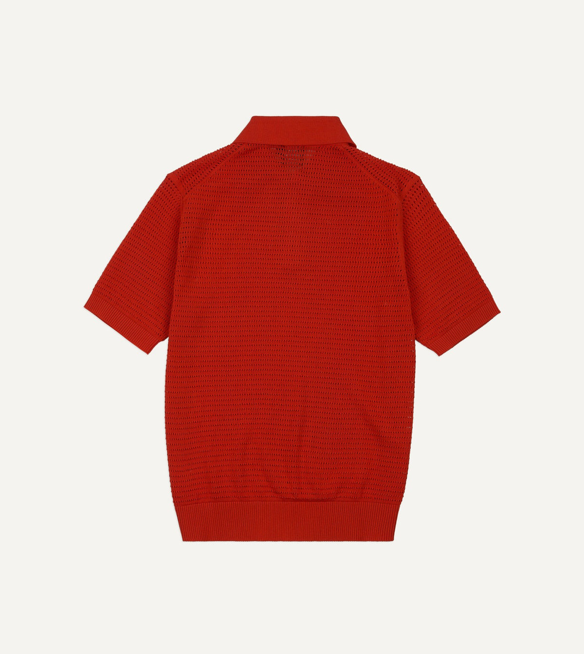 Drake's Red Waffle Knit Cotton Short-Sleeve Polo Shirt