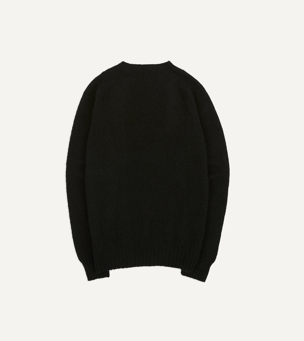Drake's Black Brushed Shetland Crew Neck Jumper