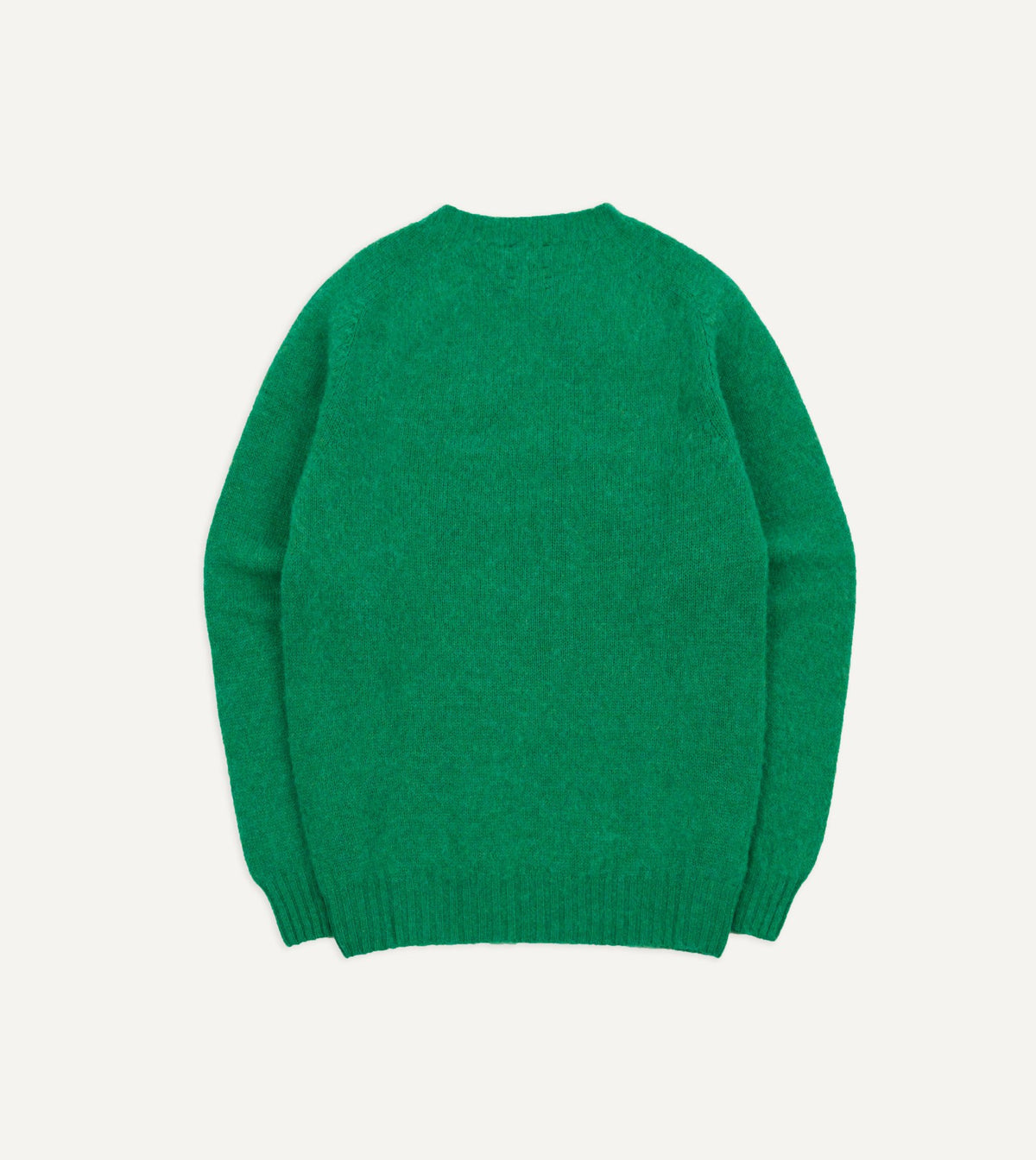 Drake's Green Brushed Shetland Crew Neck Jumper
