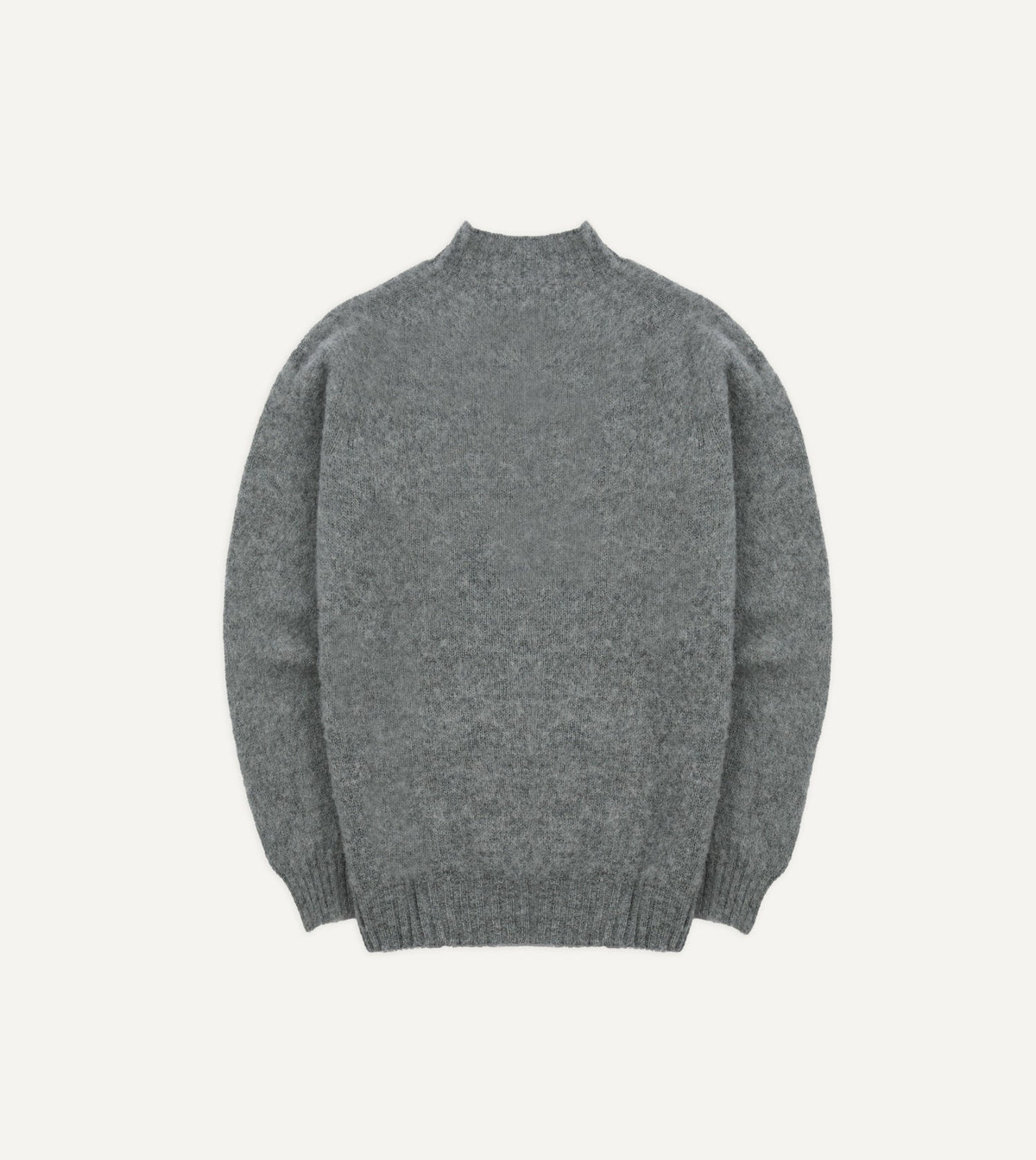 Drake's Grey Brushed Shetland Mock Neck Jumper