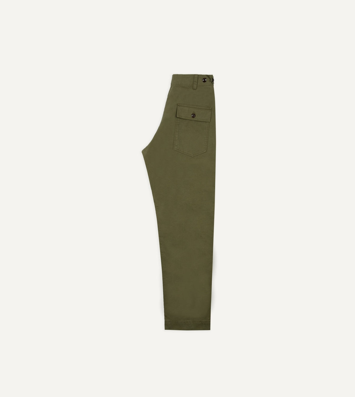 Drake's Khaki Cotton Twill Fatigue Trouser