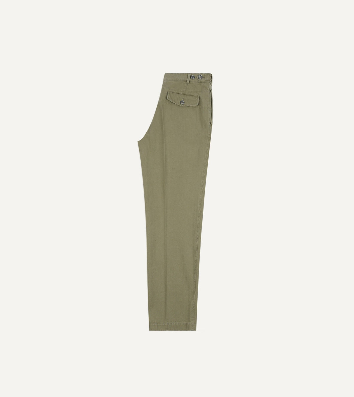 Drake's Olive Herringbone Twill Cotton Games Trouser