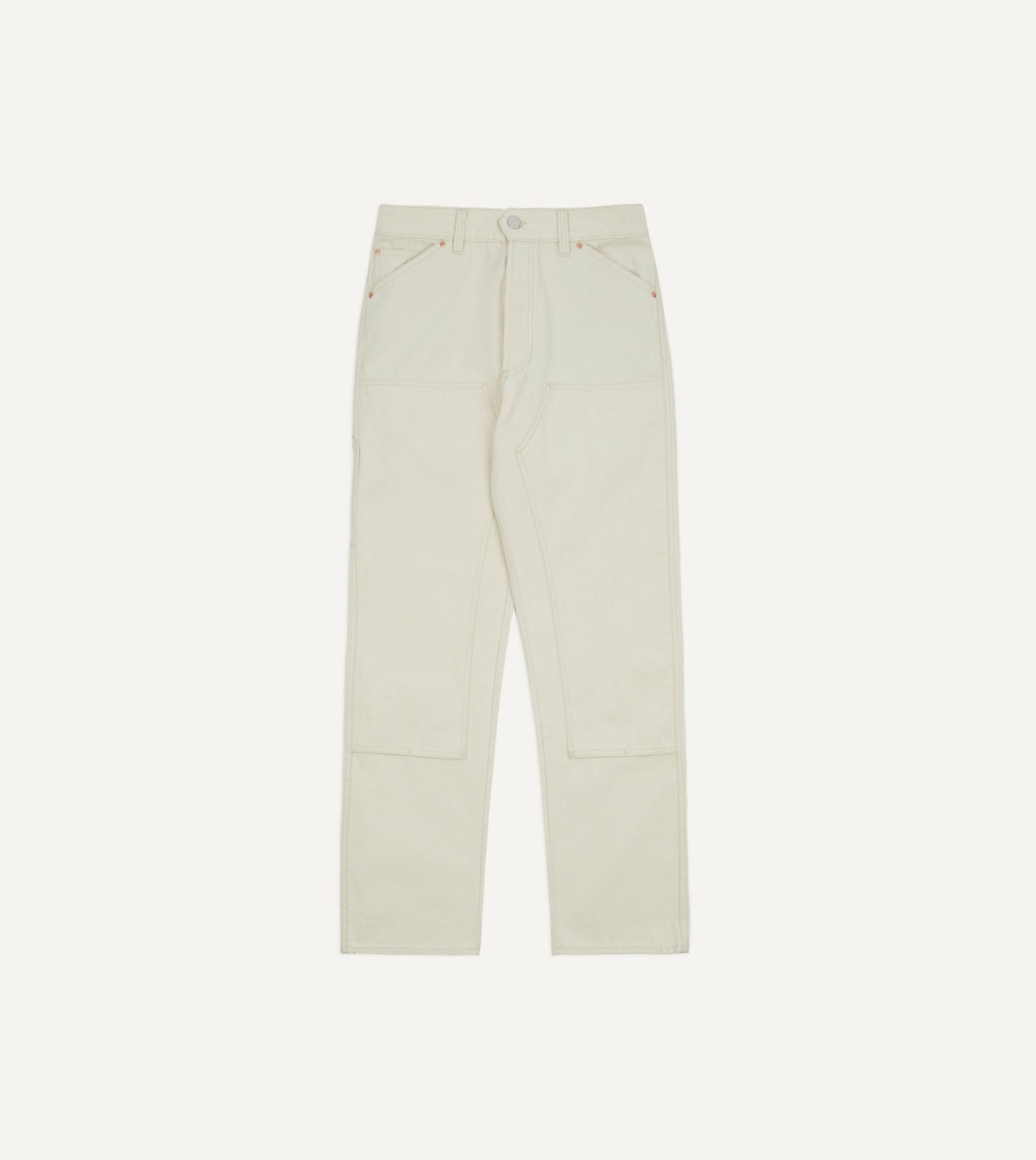 Drake's Ecru Cotton Canvas Carpenter Jeans
