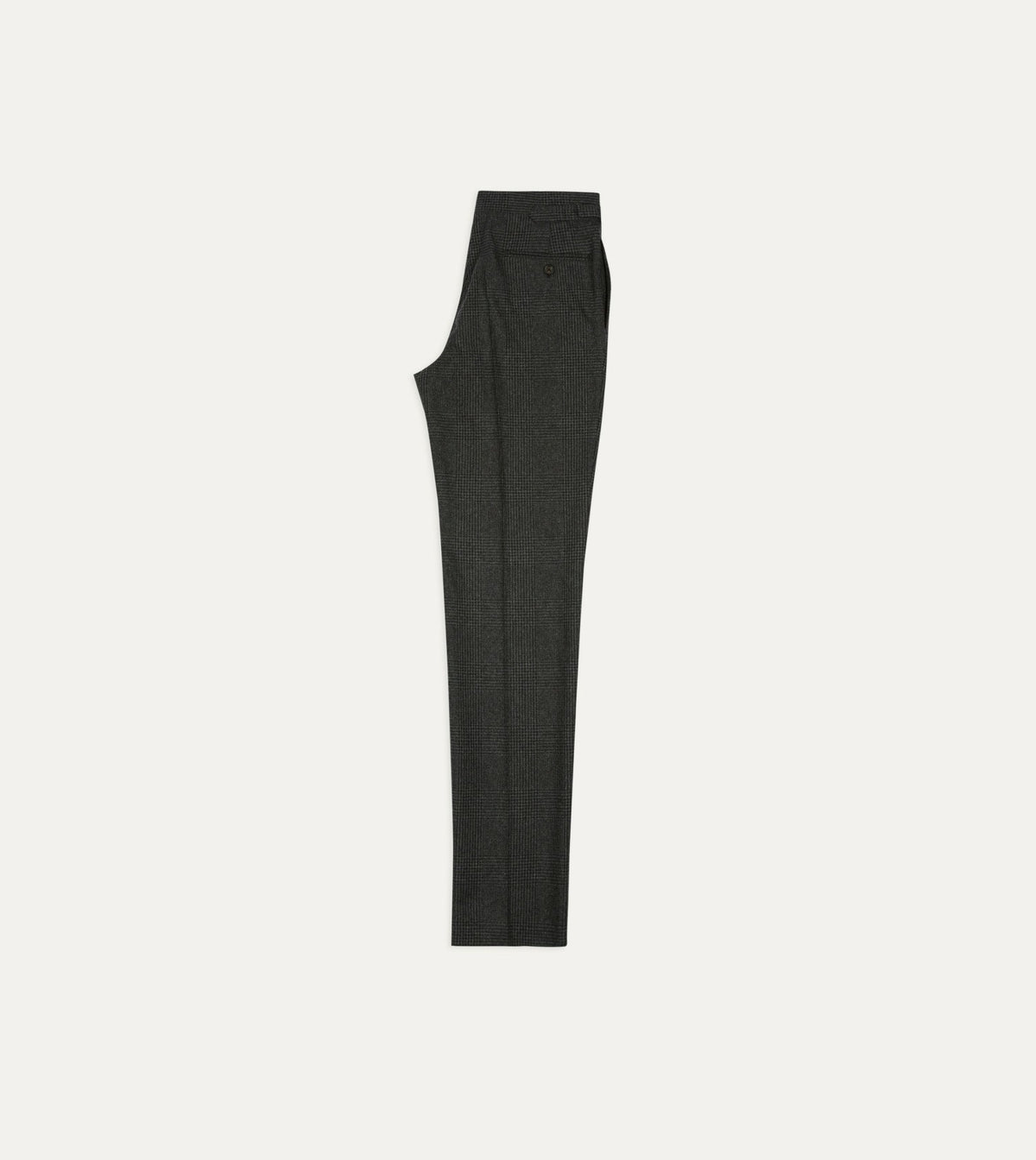 Drake's Grey Prince of Wales Check Wool Flannel Single-Pleat Trouser