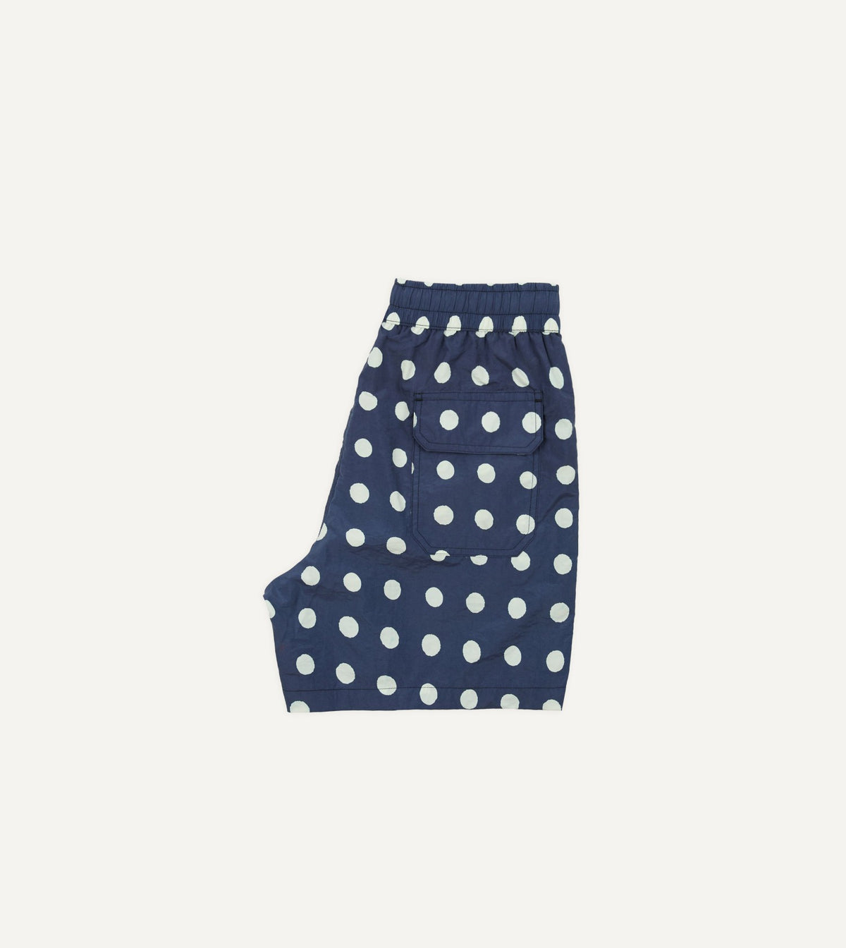 Drake's Navy Polka Dot Print Nylon Drawstring Swim Shorts