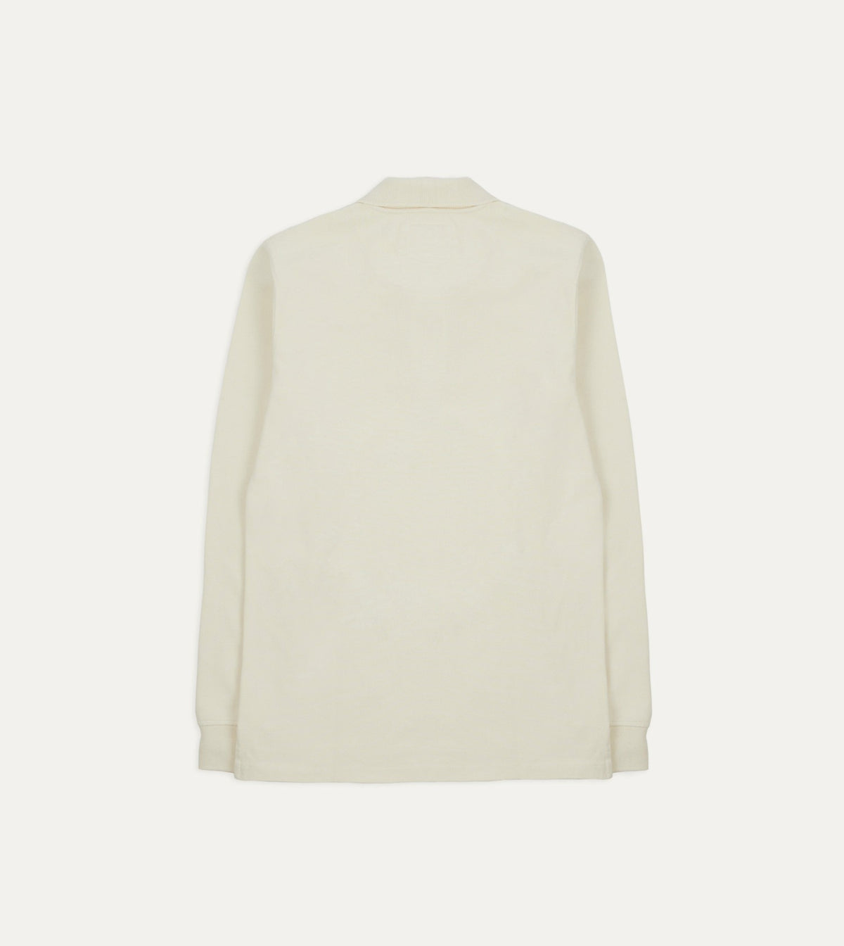 Drake's Ecru Pique Cotton Long-Sleeve Polo Shirt