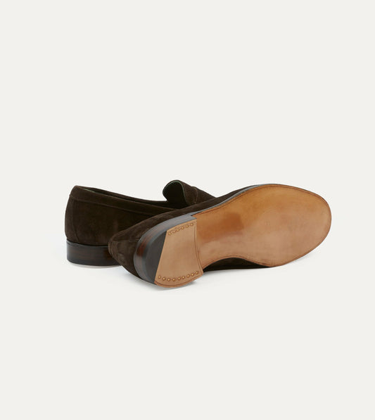 Drake's Brown Suede Charles Mk II Goodyear Welted Penny Loafer
