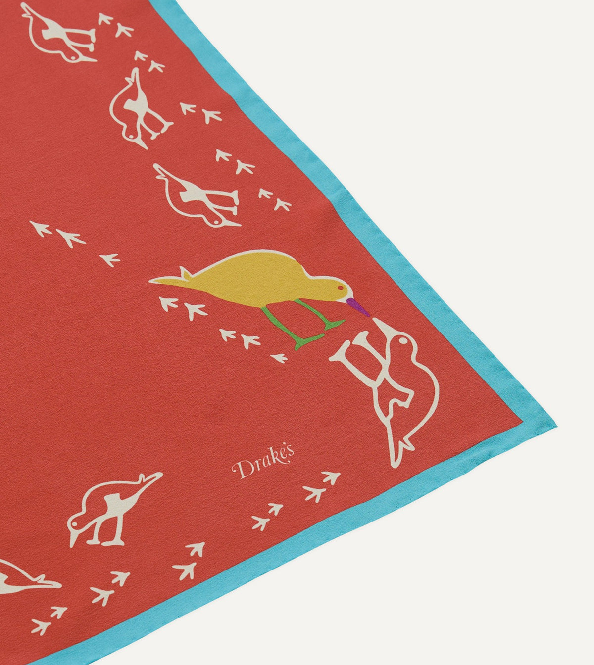 Drake's Red Oyster Catcher Print Silk Bandana