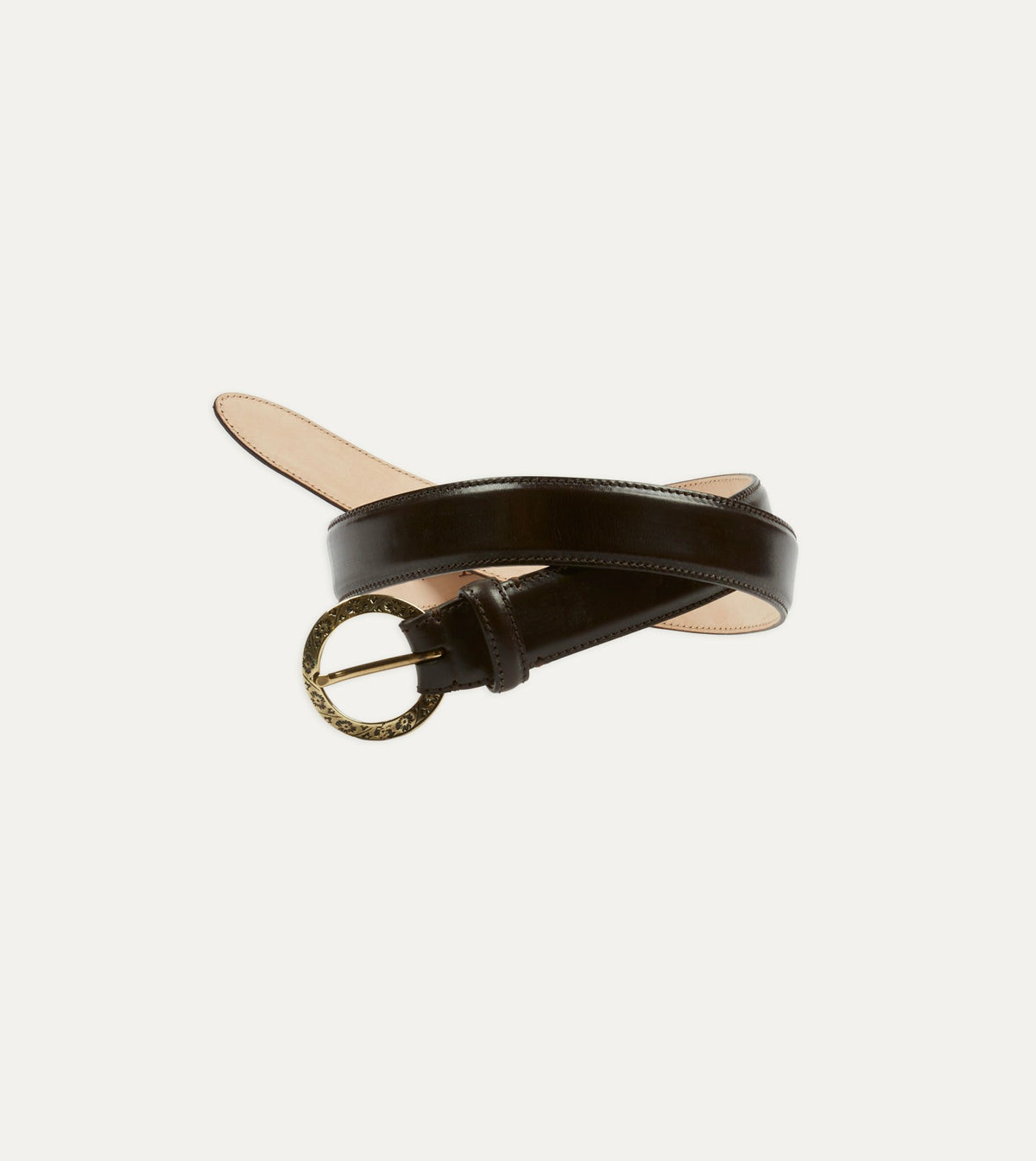 Drake's Dark Brown Bridle Calf Leather Western Belt