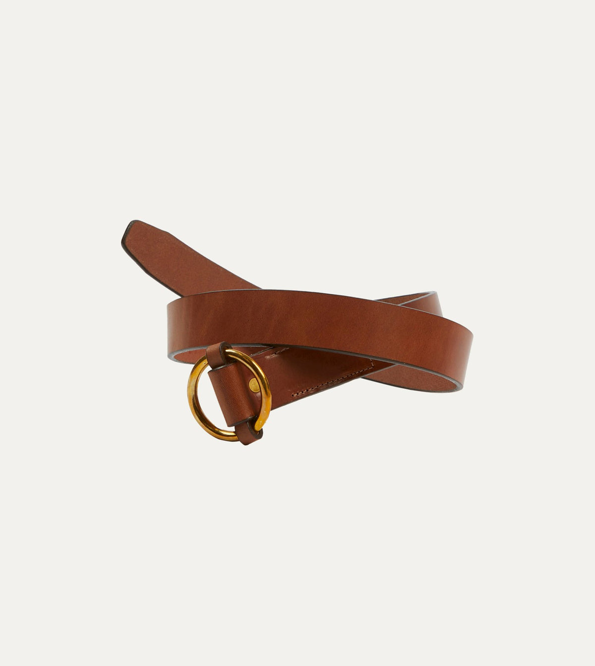 Drake's Yuketen Brown Ring Leather Belt