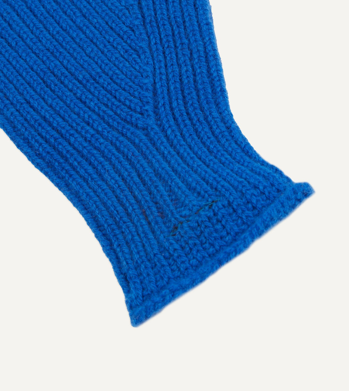 Drake's Blue Lambswool Ribbed Knitted Gloves