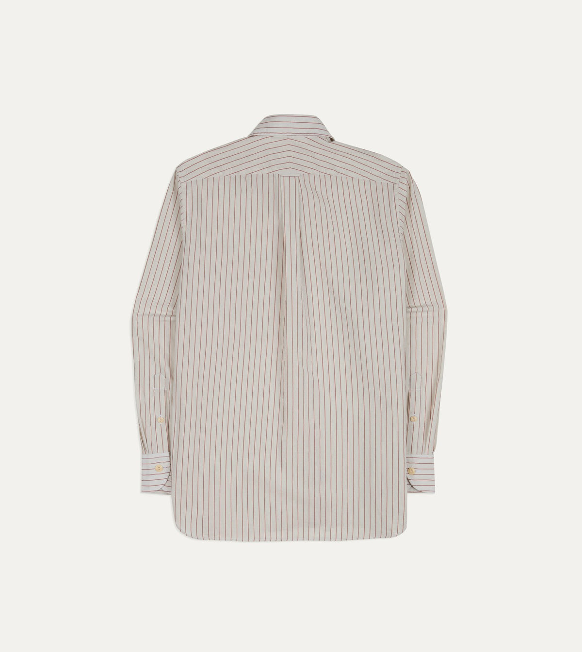 Drake's Ecru and Red Pencil Stripe Linen-Cotton Long Point Collar Shirt