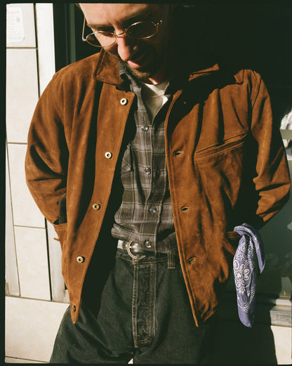 Drake's Grey Check Cotton-Silk Two-Pocket Long Point Collar Work Shirt