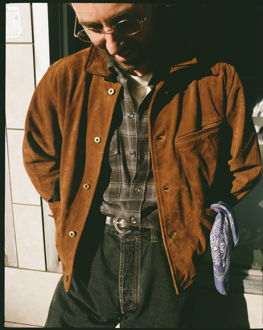 Drake's Grey Check Cotton-Silk Two-Pocket Long Point Collar Work Shirt