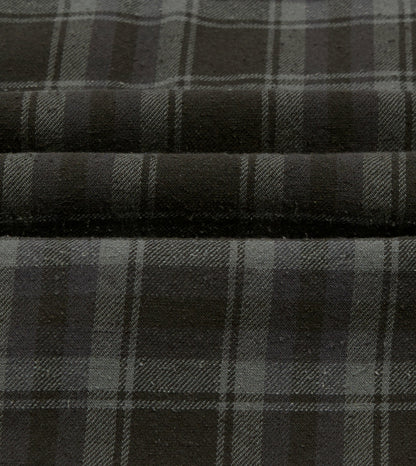 Drake's Grey Check Cotton-Silk Two-Pocket Long Point Collar Work Shirt