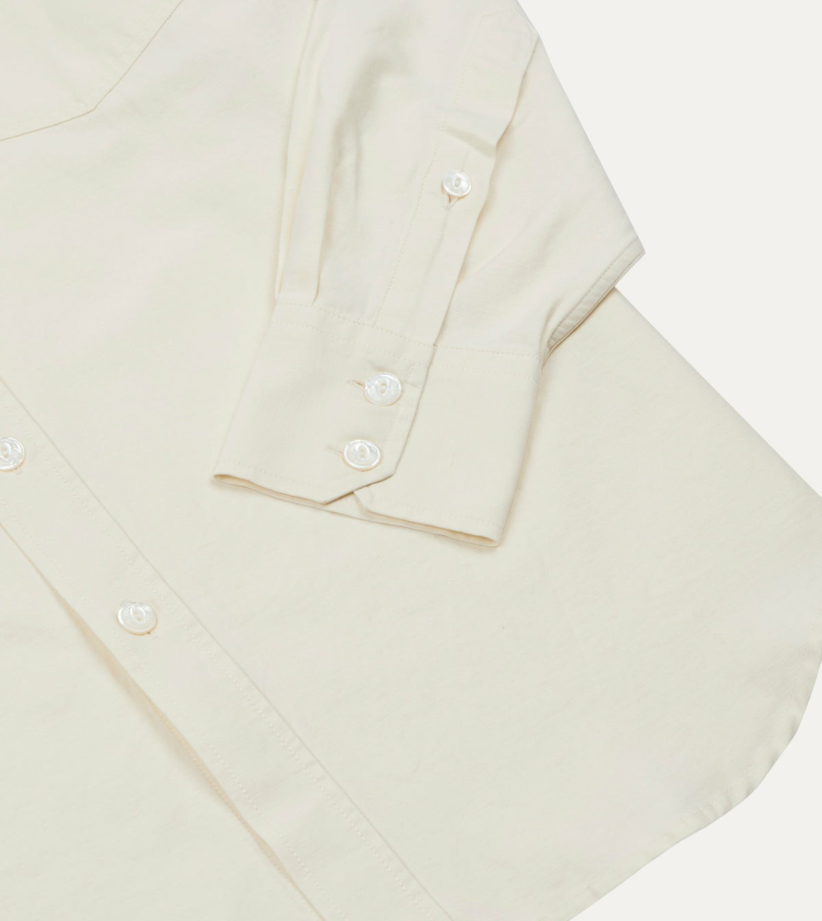 Drake's Ecru Cotton-Linen Two-Pocket Long Point Collar Work Shirt