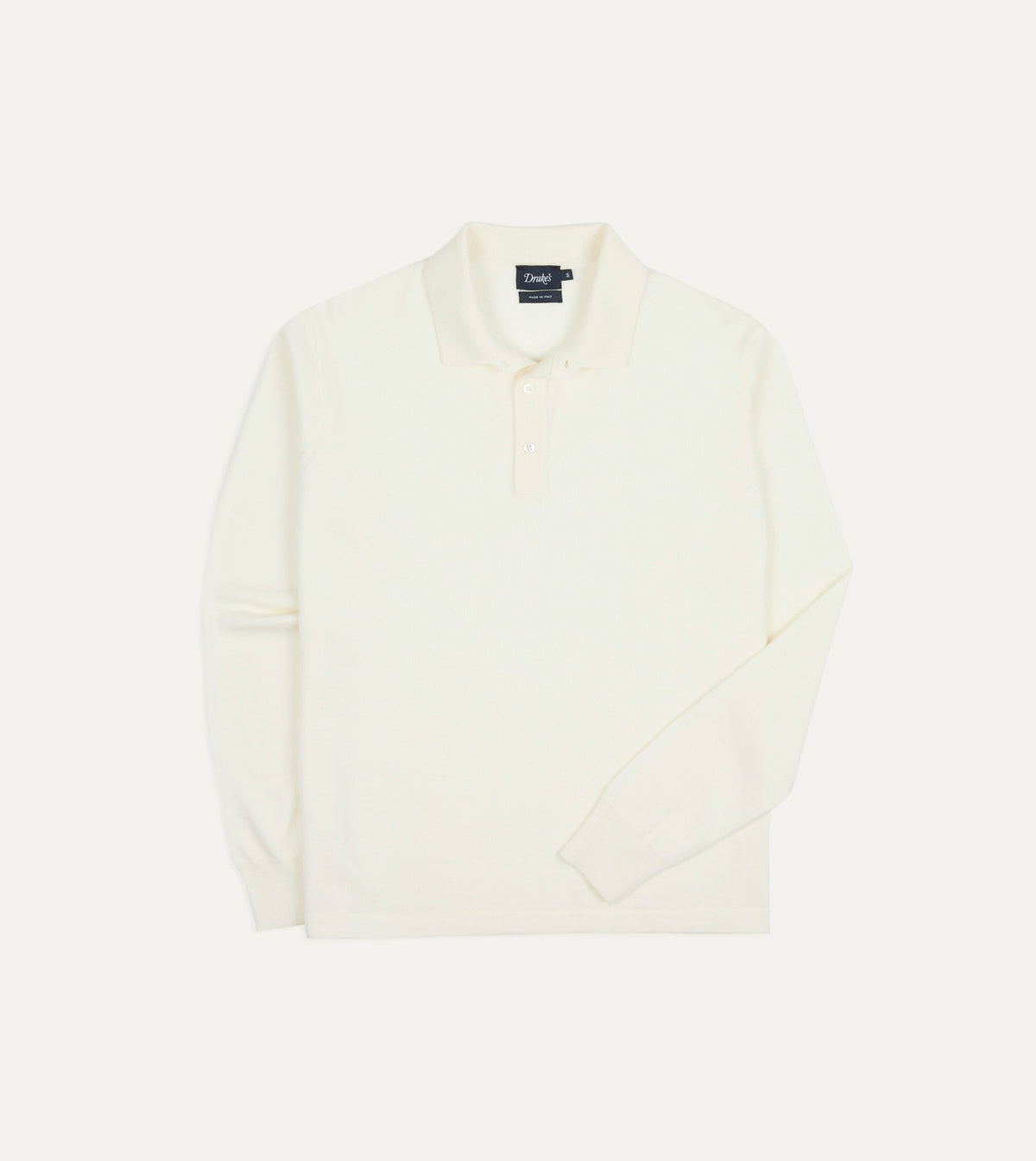 Drake's Ecru Merino Wool Knitted Rugby Shirt
