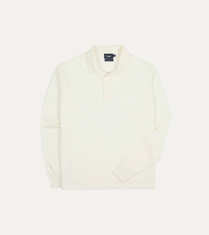 Drake's Ecru Merino Wool Knitted Rugby Shirt