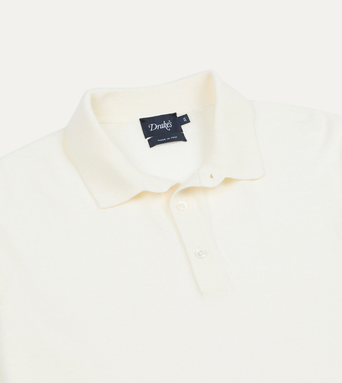 Drake's Ecru Merino Wool Knitted Rugby Shirt