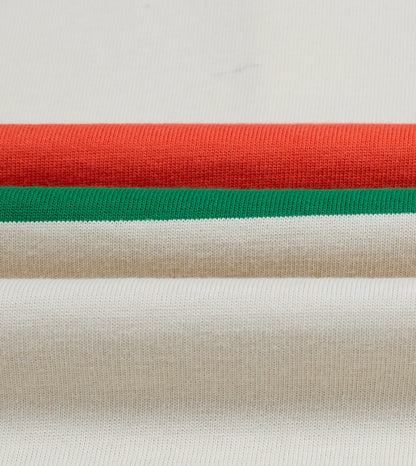 Drake's Ecru Multi Centre Stripe Cotton Rugby Shirt