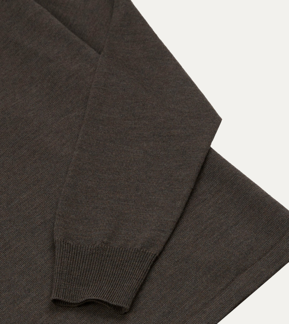 Drake's Brown Merino Wool Knitted Rugby Shirt