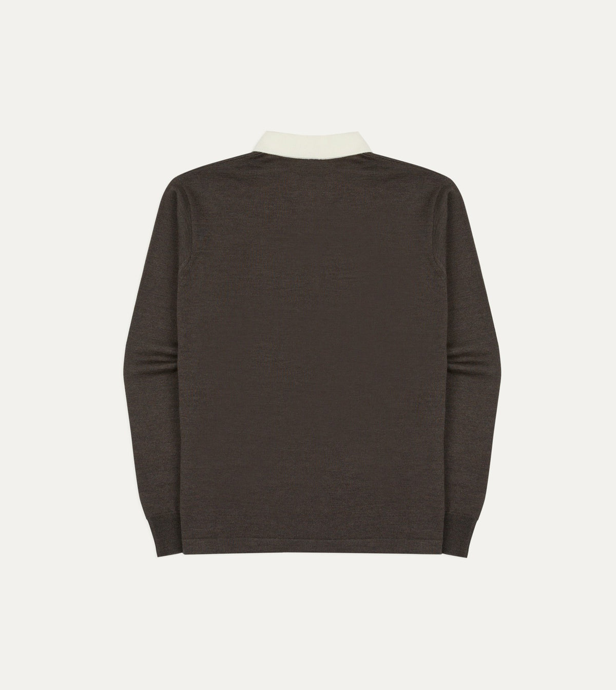 Drake's Brown Merino Wool Knitted Rugby Shirt