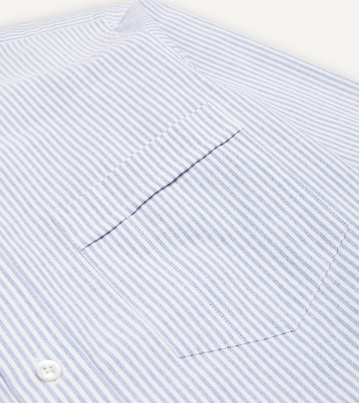 Drake's Blue Ticking Stripe Cotton Oxford Cloth Button-Down Shirt