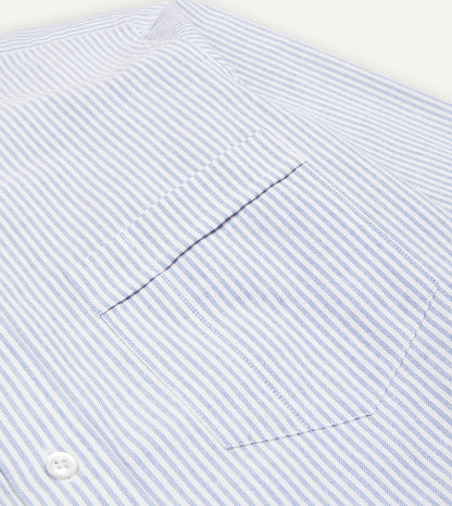 Drake's Blue Ticking Stripe Cotton Oxford Cloth Button-Down Shirt