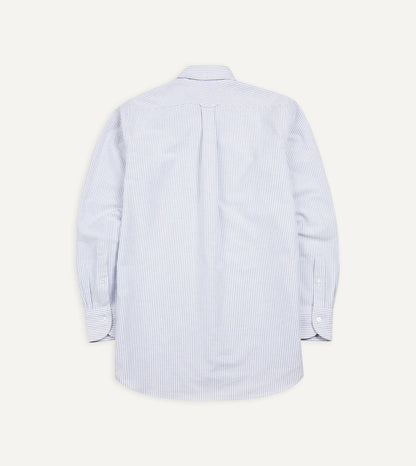 Drake's Blue Ticking Stripe Cotton Oxford Cloth Button-Down Shirt