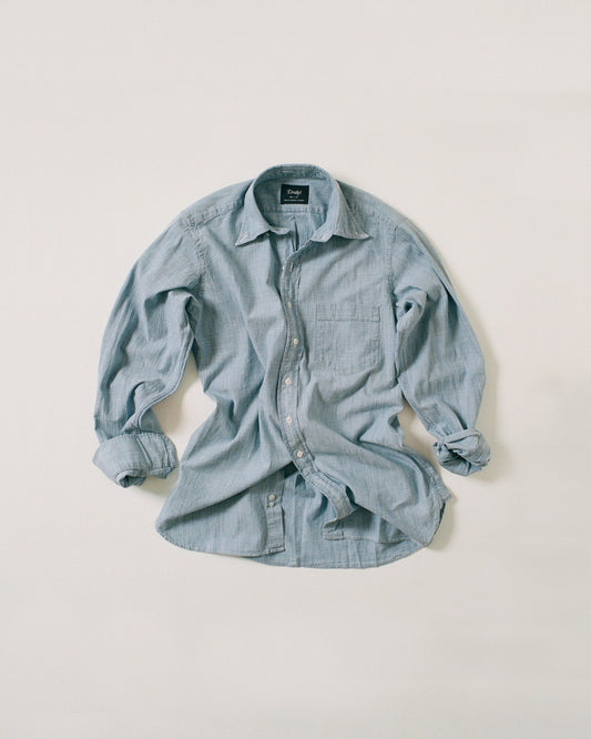 Drake's Light Blue Cotton Chambray Button-Down Shirt