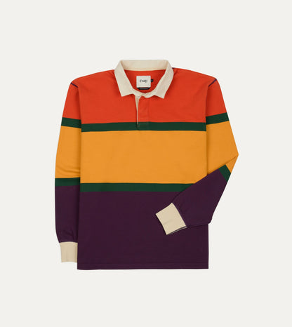 Drake's Red, Yellow and Purple Multi Stripe Cotton Rugby Shirt