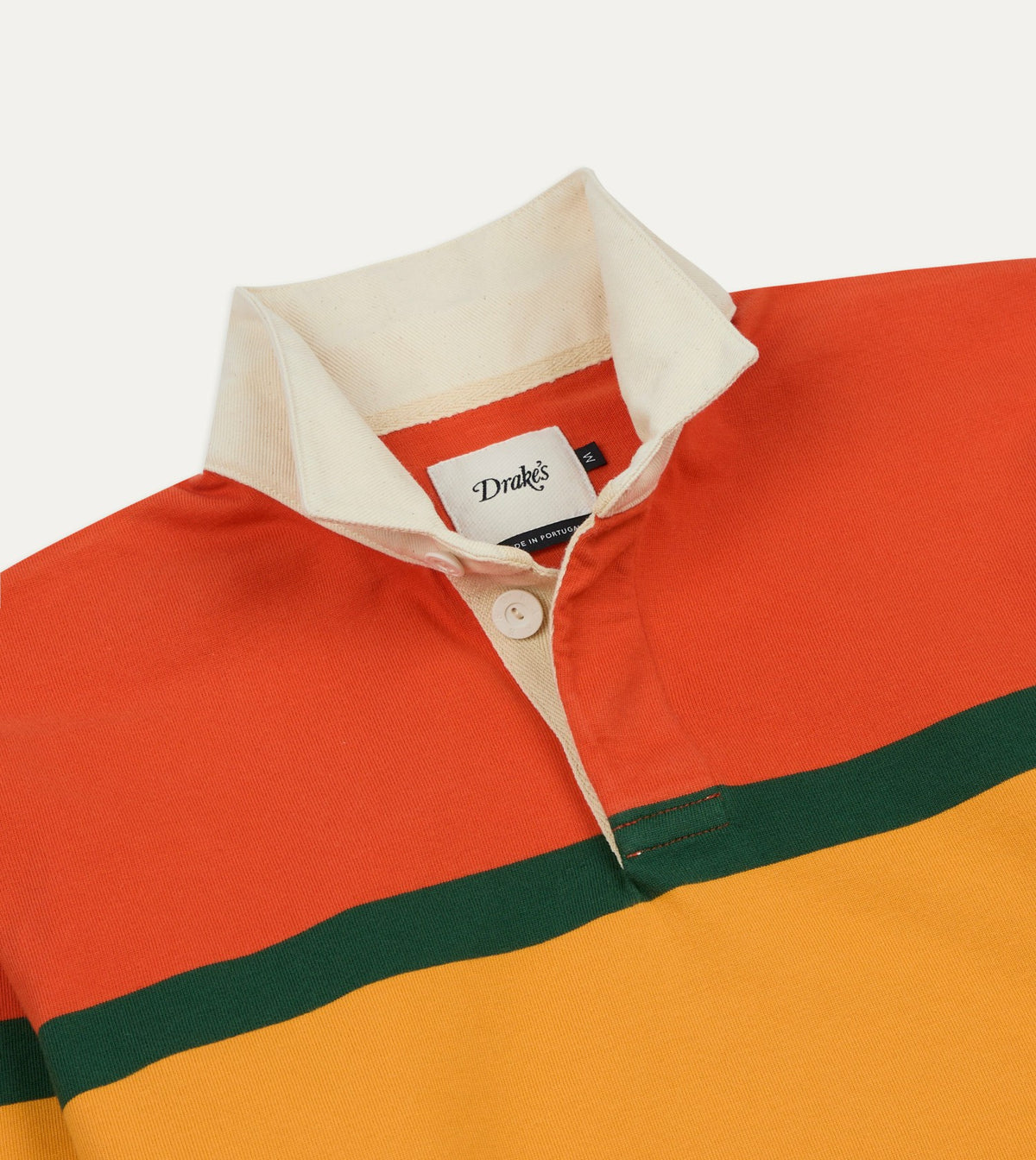 Drake's Red, Yellow and Purple Multi Stripe Cotton Rugby Shirt