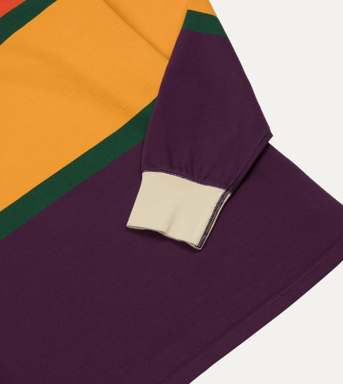 Drake's Red, Yellow and Purple Multi Stripe Cotton Rugby Shirt